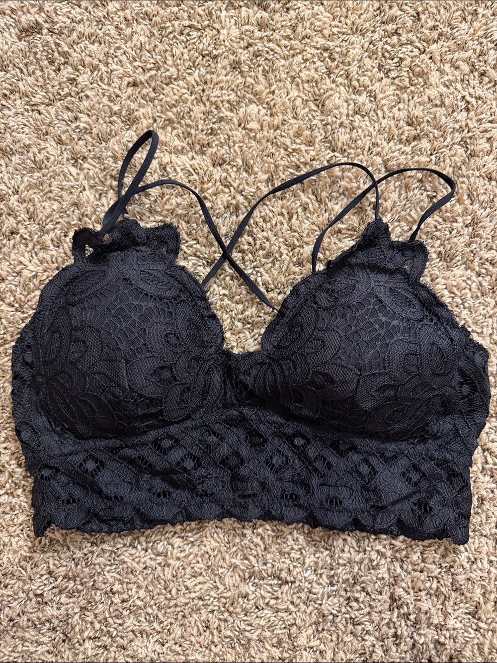 Wishlist Black Lace Crochet Bralette with Strappy Back